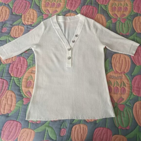 Women's M White V - Neck Half - Picture 1 of 1